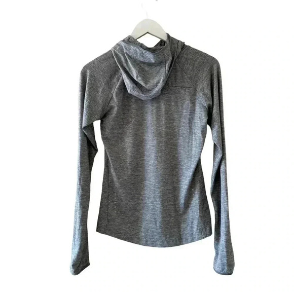 Nike Running Shirt Hooded Long Sleeve Zip Pocket Gray Stretch Top  SZ XS  #1965 - Picture 6 of 13